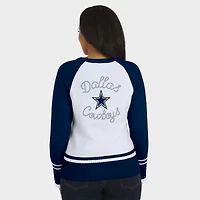 Women's WEAR by Erin Andrews White/Navy Dallas Cowboys Colorblock Raglan Sweater