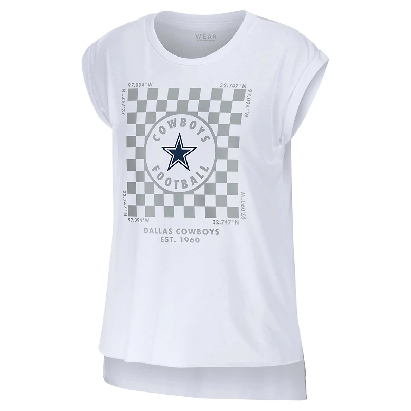 Women's WEAR by Erin Andrews White Dallas Cowboys Checker Muscle Tank Top