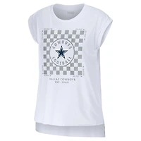 Women's WEAR by Erin Andrews White Dallas Cowboys Checker Muscle Tank Top