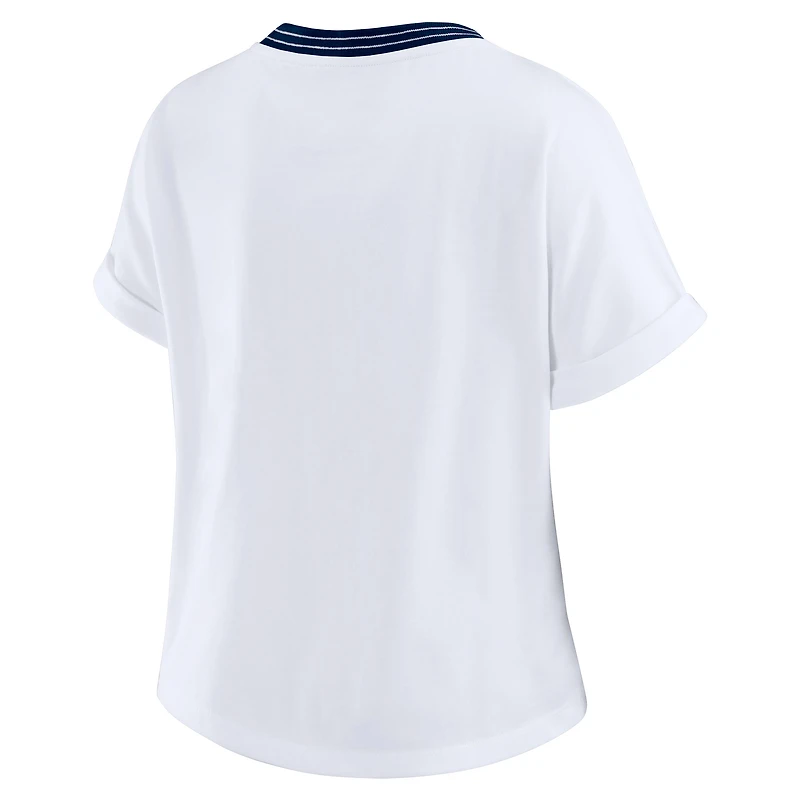T-shirt court à rayures centrales blanc pour femme WEAR by Erin Andrews des Cowboys de Dallas