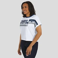 Women's WEAR by Erin Andrews White Dallas Cowboys Cropped Center Stripe Dolman T-Shirt