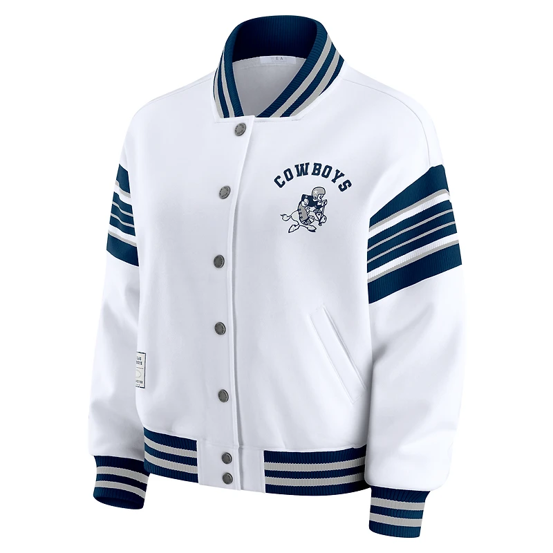 Veste polaire blanche à boutons-pression pour femme WEAR by Erin Andrews des Cowboys de Dallas