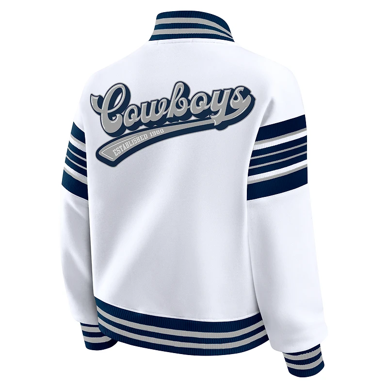Veste polaire blanche à boutons-pression pour femme WEAR by Erin Andrews des Cowboys de Dallas
