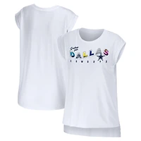 Women's WEAR by Erin Andrews White Dallas Cowboys Greetings From Muscle T-Shirt
