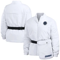 Women's WEAR by Erin Andrews  White Dallas Cowboys Packaway Full-Zip Puffer Jacket