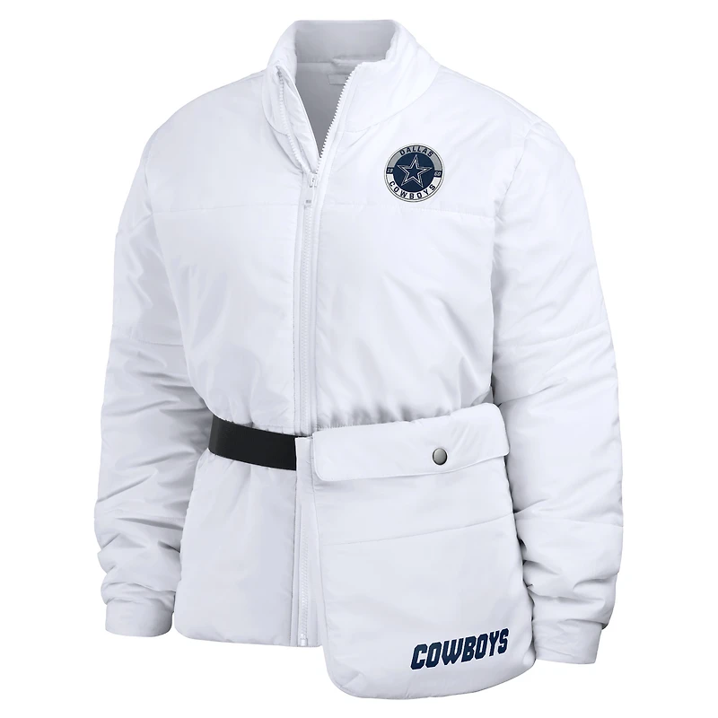 Women's WEAR by Erin Andrews  White Dallas Cowboys Packaway Full-Zip Puffer Jacket