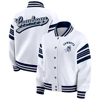 Women's WEAR by Erin Andrews White Dallas Cowboys Plus Full-Snap Fleece Sweatshirt Jacket