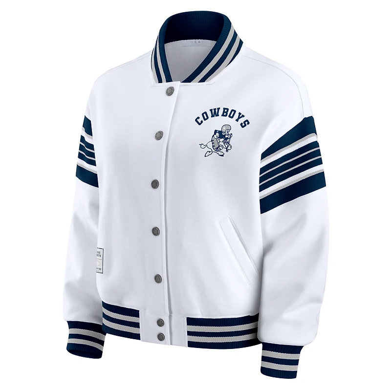 Women's WEAR by Erin Andrews White Dallas Cowboys Plus Full-Snap Fleece Sweatshirt Jacket