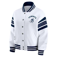 Women's WEAR by Erin Andrews White Dallas Cowboys Plus Full-Snap Fleece Sweatshirt Jacket