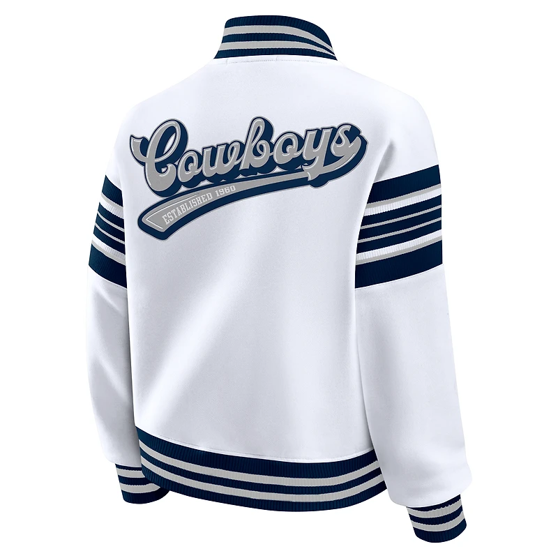 Women's WEAR by Erin Andrews White Dallas Cowboys Plus Full-Snap Fleece Sweatshirt Jacket