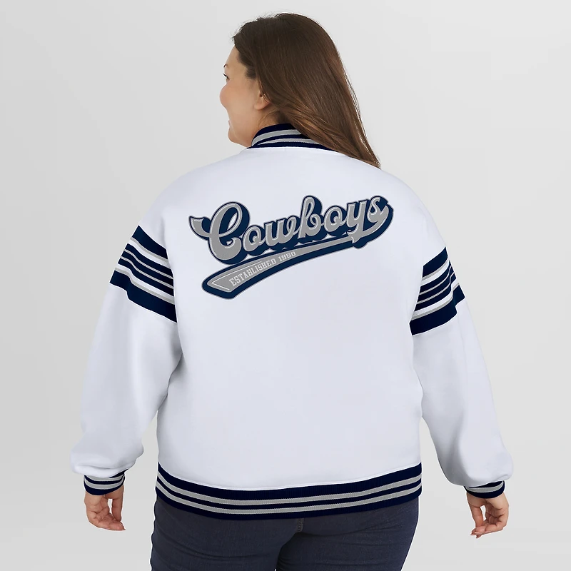 Women's WEAR by Erin Andrews White Dallas Cowboys Plus Full-Snap Fleece Sweatshirt Jacket