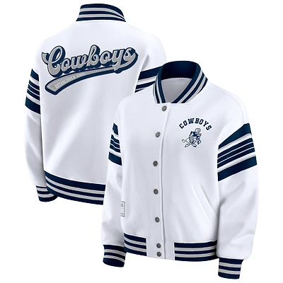 Women's WEAR by Erin Andrews White Dallas Cowboys Plus Full-Snap Fleece Sweatshirt Jacket