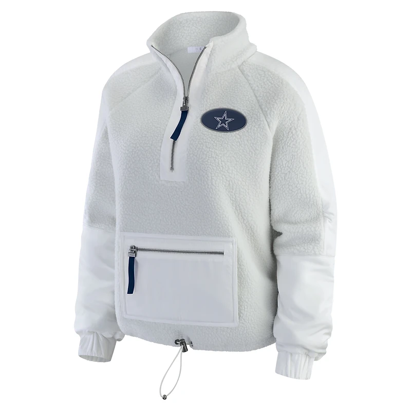 Women's WEAR by Erin Andrews White Dallas Cowboys Polar Fleece Half-Zip Jacket