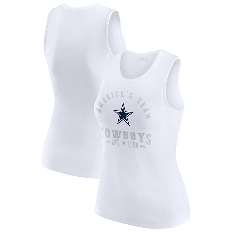 Women's WEAR by Erin Andrews White Dallas Cowboys Ribbed Graphic Tank Top