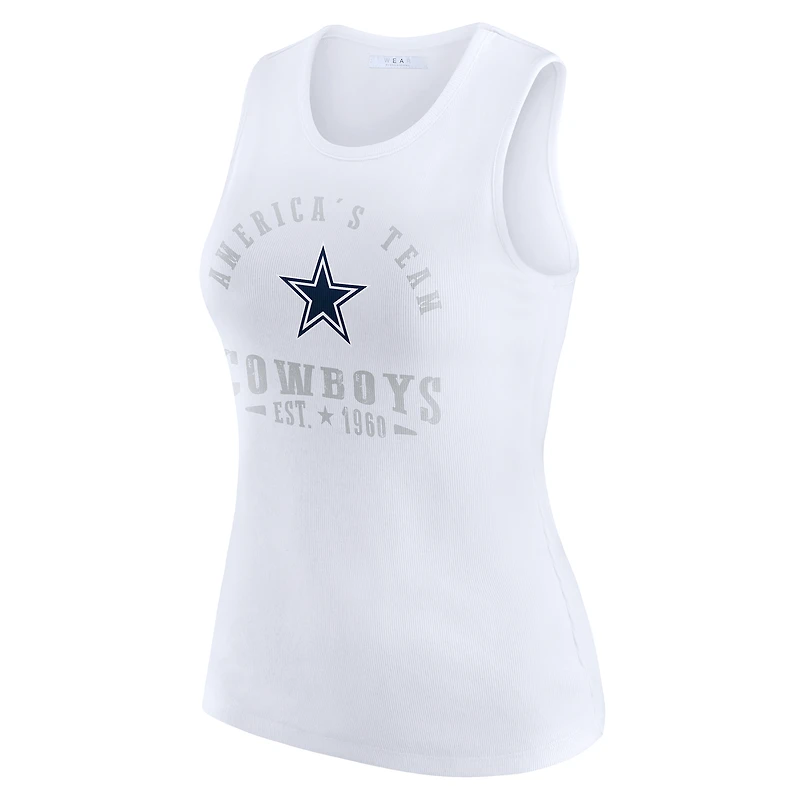 Débardeur côtelé blanc à imprimé graphique Dallas Cowboys pour femme WEAR by Erin Andrews