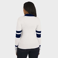 Women's WEAR by Erin Andrews White Dallas Cowboys Ribbed Henley Polo Sweater