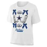 T-shirt blanc pour femme avec nœud et bottes Coquette des Cowboys de Dallas