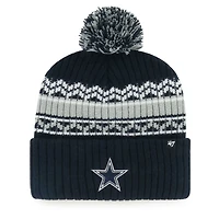 Bonnet tricoté à revers « Polar Vortex » bleu marine Dallas Cowboys pour enfant, modèle 47, avec pompon