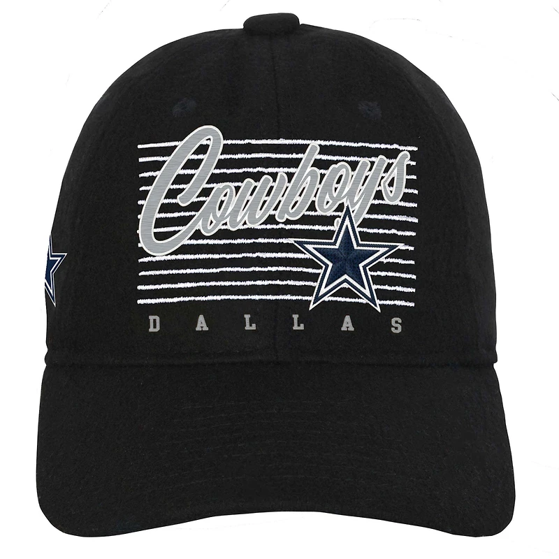 Casquette ajustable en laine rétro noire Dallas Cowboys pour jeunes