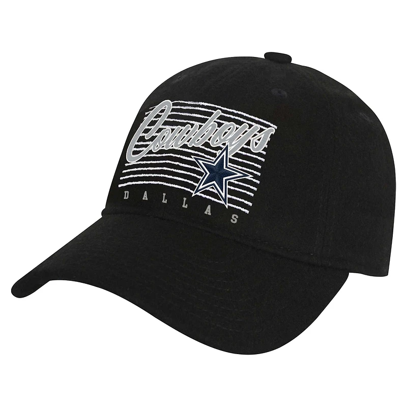 Casquette ajustable en laine rétro noire Dallas Cowboys pour jeunes
