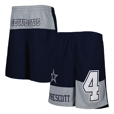 Short de joueur avec nom et numéro pour jeunes Dak Prescott Navy Dallas Cowboys