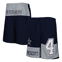 Short de joueur avec nom et numéro pour jeunes Dak Prescott Navy Dallas Cowboys