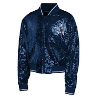 Veste à paillettes Glam Squad bleu marine pour jeune fille Outerstuff des Cowboys de Dallas