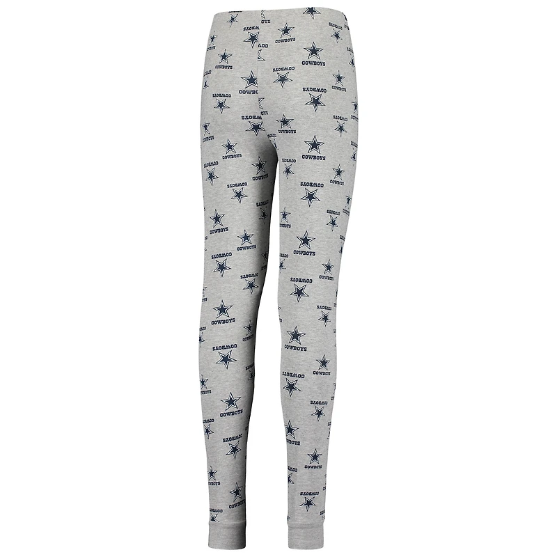 Youth Heathered Gray Dallas Cowboys Long Sleeve T-Shirt & Pants Sleep Set