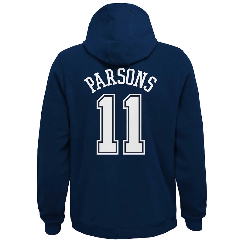 Sweat à capuche pour jeunes Micah Parsons Navy Dallas Cowboys Mainliner Nom et numéro du joueur