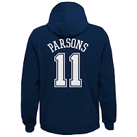 Sweat à capuche pour jeunes Micah Parsons Navy Dallas Cowboys Mainliner Nom et numéro du joueur