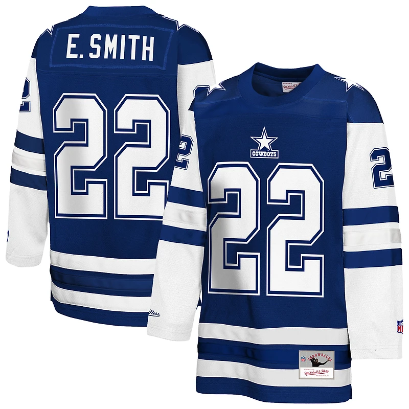 Youth Mitchell & Ness Emmitt Smith Navy Dallas Cowboys Hockey Fashion Jersey
