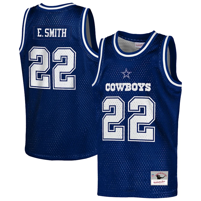 Maillot de basket-ball NFL pour jeunes Mitchell & Ness Emmitt Smith, bleu marine, joueur retraité des Cowboys Dallas