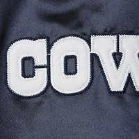 Veste à boutons-pression en satin raglan des Dallas Cowboys bleu marine Mitchell & Ness pour jeune