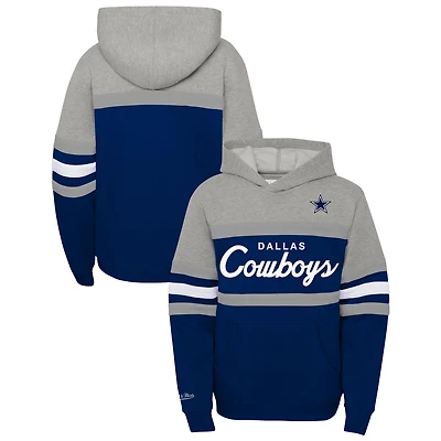 Youth Mitchell & Ness Navy Dallas Cowboys Throwback Head Coach Pullover Hoodie