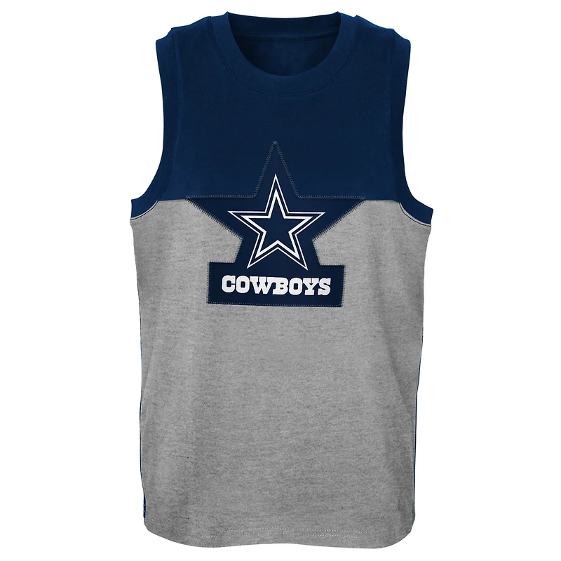 Youth Navy/Gray Dallas Cowboys Revitalize Tank Top