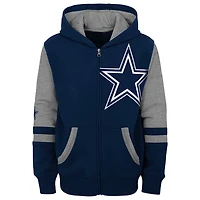Chandail à capuchon glissière pleine longueur blocs de couleurs Dallas Cowboys bleu marine pour jeune