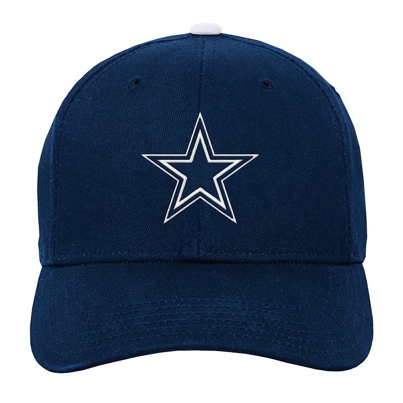 Casquette ajustable pré-courbée bleu marine pour jeunes de l'équipe des Cowboys de Dallas