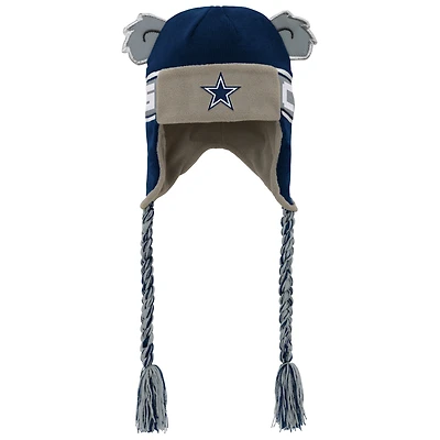 Bonnet en tricot bleu marine avec oreilles de soldat et inscription Dallas Cowboys pour jeunes