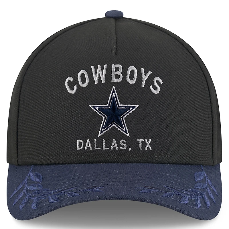 Youth New Era Black/Navy Dallas Cowboys 2025 NFL Draft 9FORTY A-Frame M-Crown Adjustable Hat