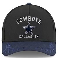 Youth New Era Black/Navy Dallas Cowboys 2025 NFL Draft 9FORTY A-Frame M-Crown Adjustable Hat