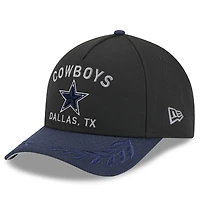 Youth New Era Black/Navy Dallas Cowboys 2025 NFL Draft 9FORTY A-Frame M-Crown Adjustable Hat