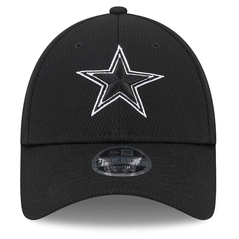Casquette ajustable New Era noire Dallas Cowboys Main B-Dub 9FORTY pour jeunes