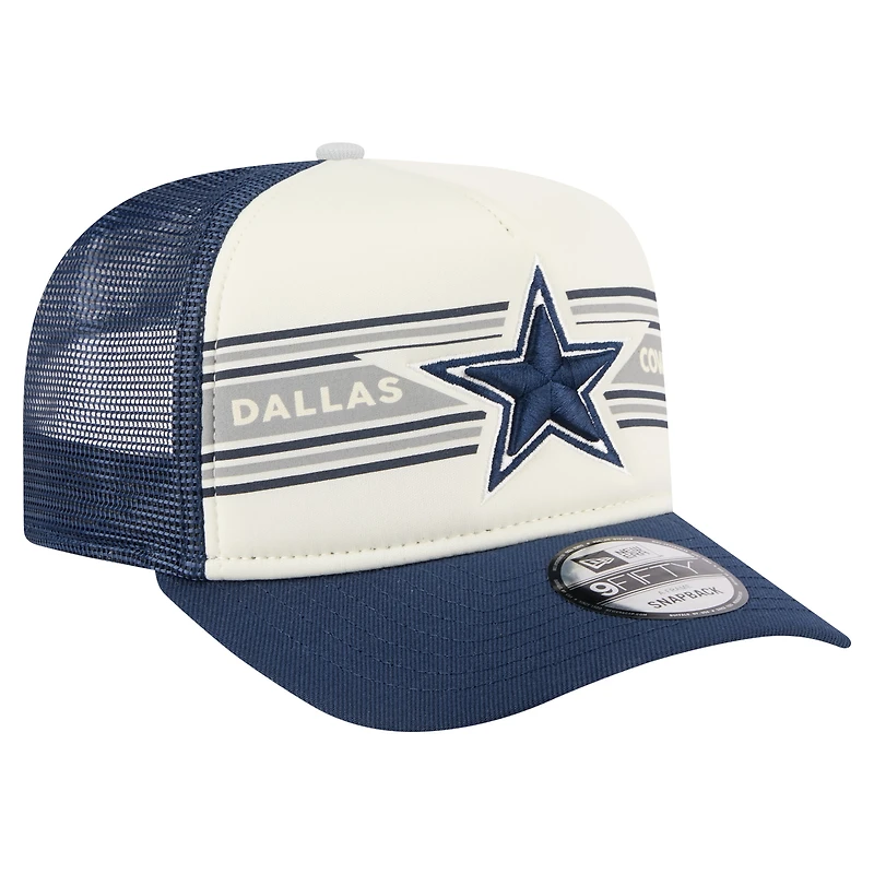 Youth New Era  Cream/Navy Dallas Cowboys Banner A-Frame 9FIFTY Trucker Snapback Hat