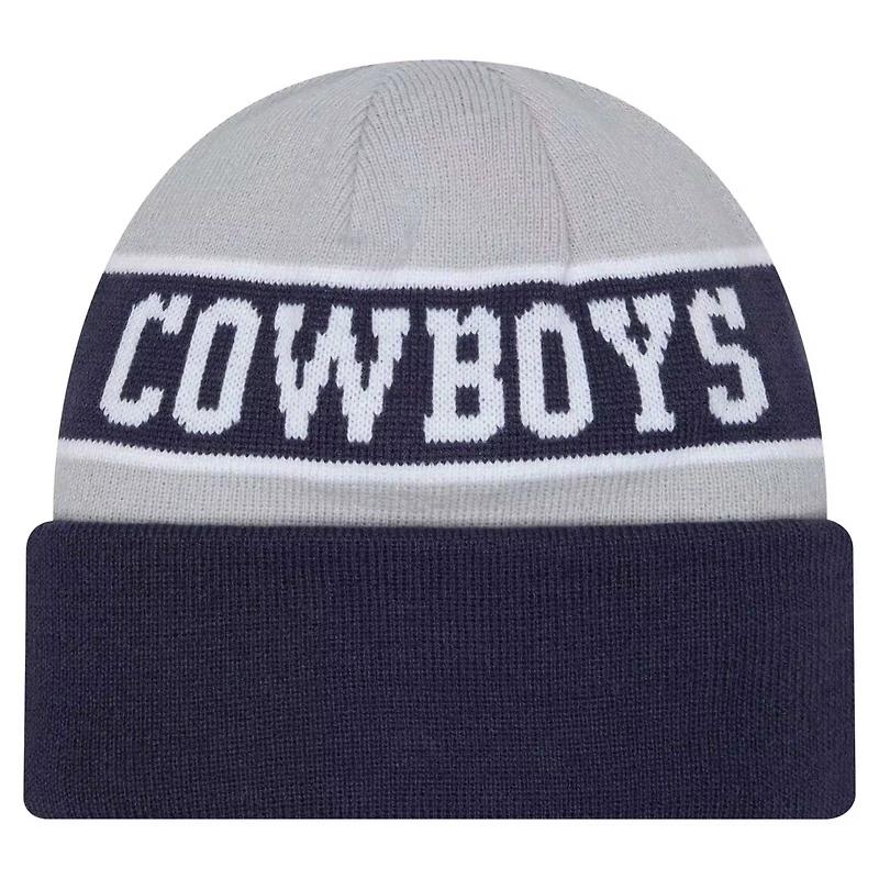 Youth New Era Gray/Navy Dallas Cowboys Active Reversible Cuffed Knit Hat