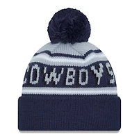 Youth New Era Gray/Navy Dallas Cowboys Main Cuffed Knit Hat with Pom