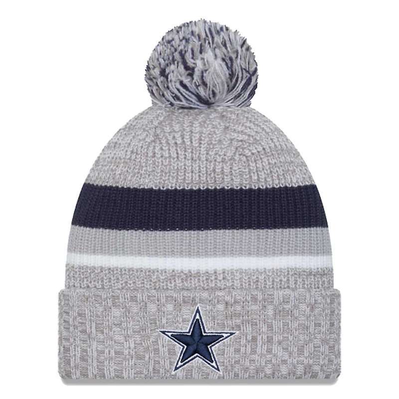 Youth New Era  Heather Gray Dallas Cowboys Cuffed Knit Hat with Pom