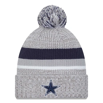 Bonnet à revers New Era Dallas Cowboys gris chiné pour enfant avec pompon