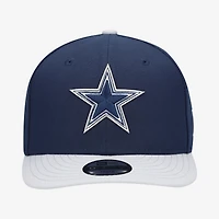 Casquette snapback New Era 9FIFTY pré-courbée, bleu marine/argent, Dallas Cowboys, repêchage NFL 2026, pour jeunes
