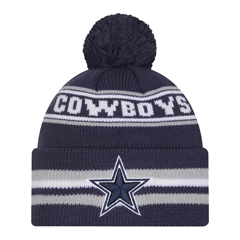 Youth New Era Navy Dallas Cowboys Classic Cuffed Knit Hat with Pom
