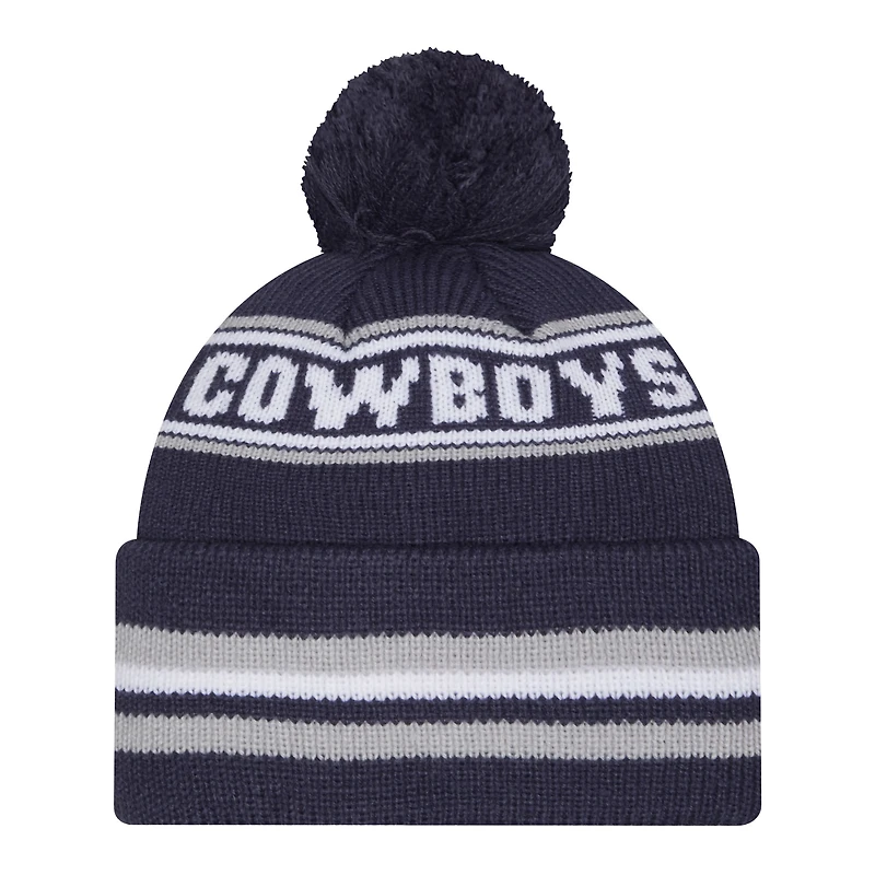 Youth New Era Navy Dallas Cowboys Classic Cuffed Knit Hat with Pom
